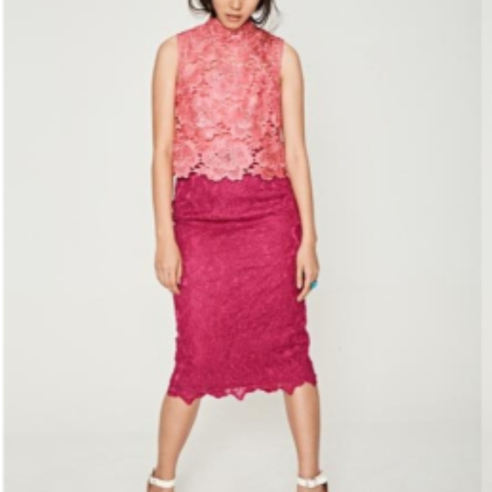 Monique Lhuillier Two Tone Lace Midi Dress Sz 14